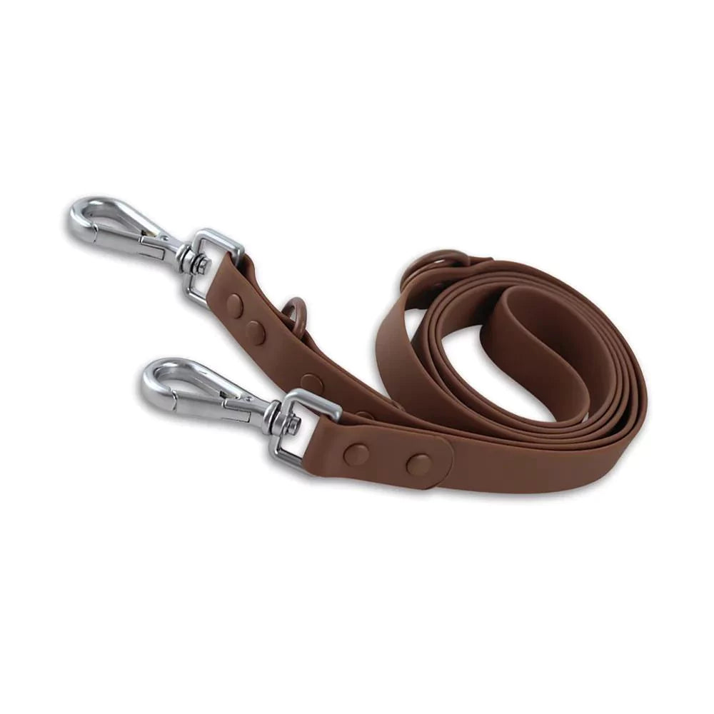 brown dog leash pvc double ended canine culture