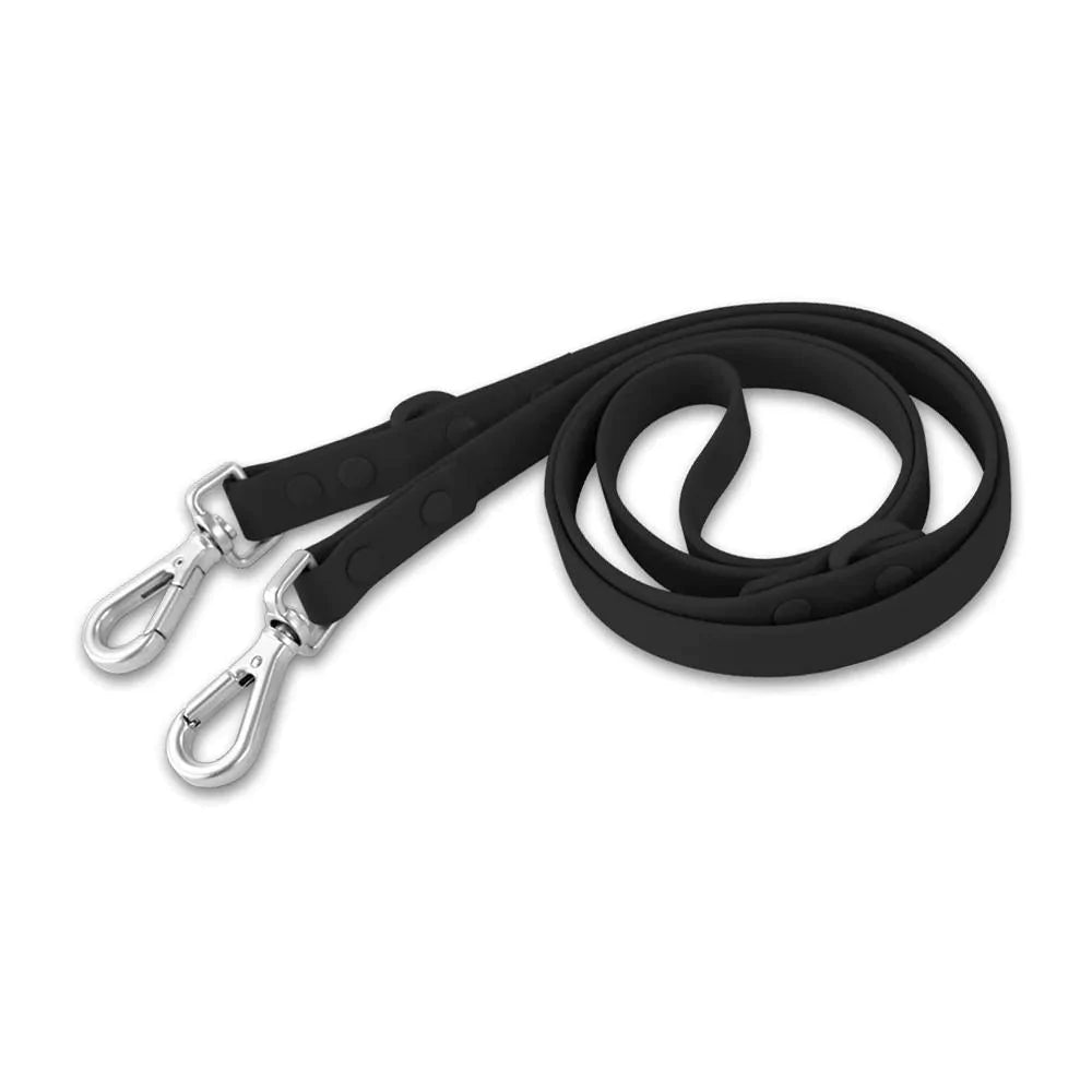 black dog leash pvc double ended canine culture