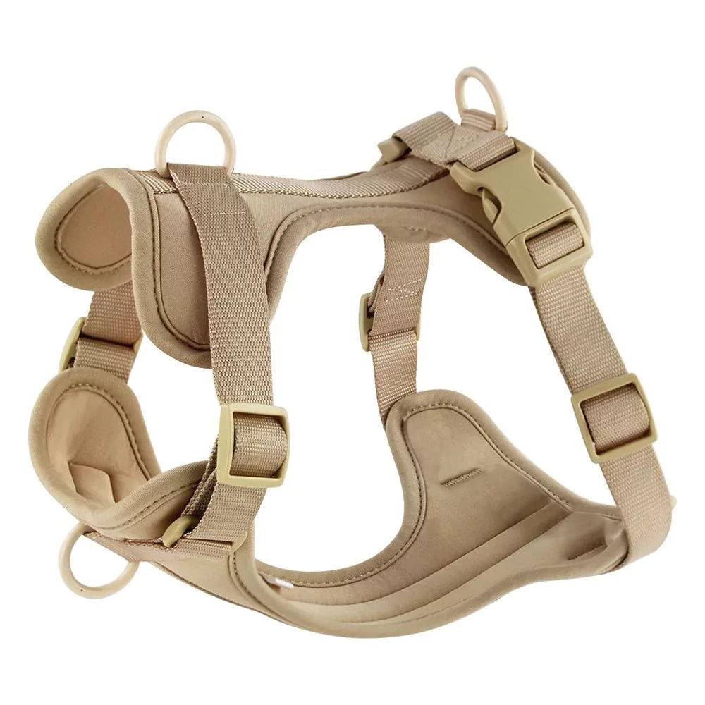 beige pvc urban dog harness Y shape front two clips canine culture