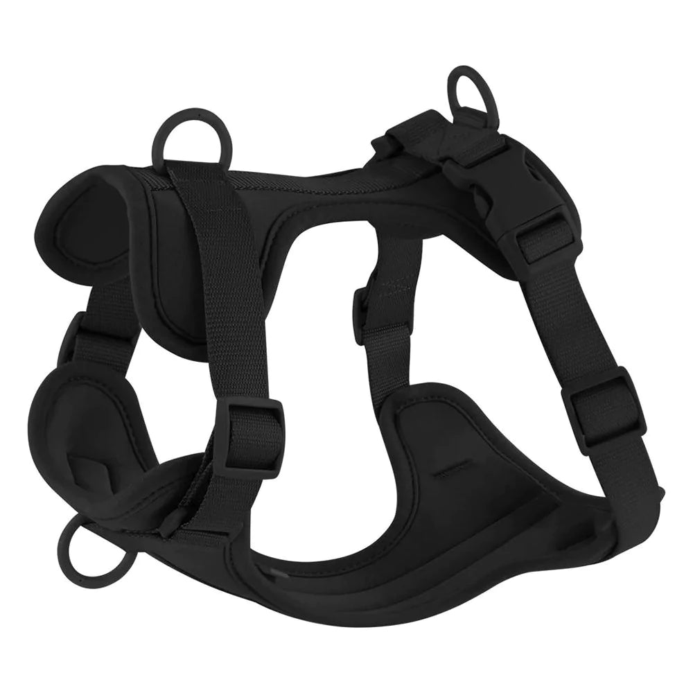 black pvc urban dog harness Y shape front two clips canine culture