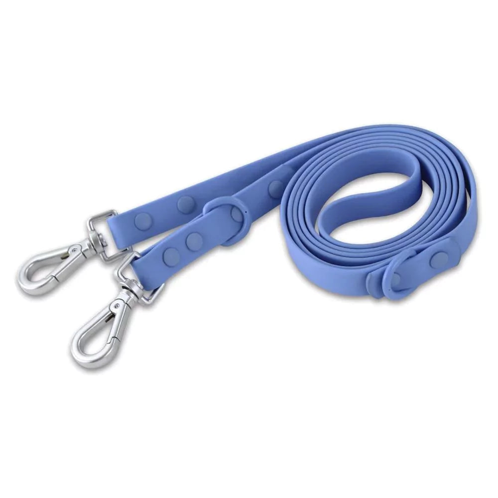 blue dog leash pvc double ended canine culture