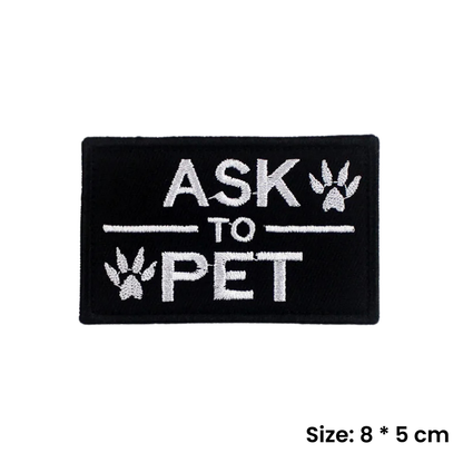 Ask to Pet | Black Velcro Dog Harness Patch