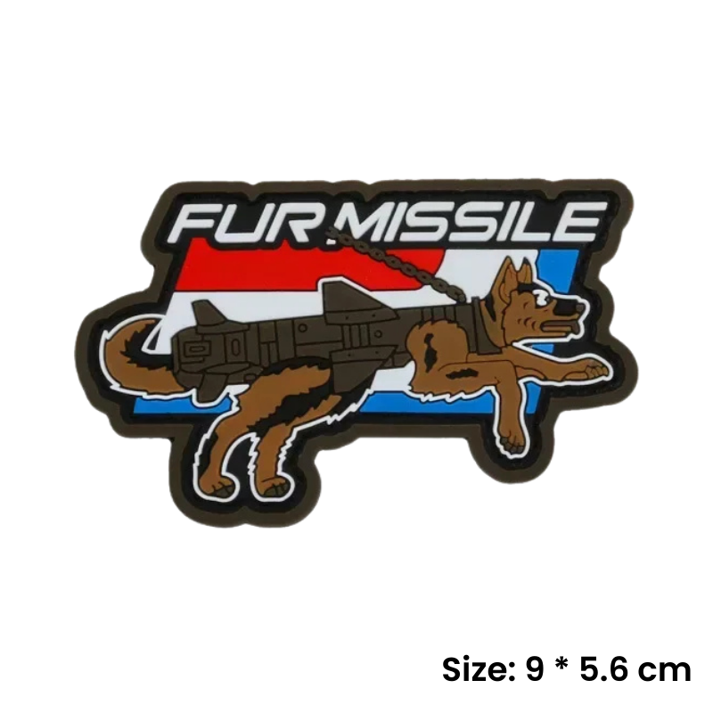 Tri-Color Fur Missile | Velcro Dog Harness Patch