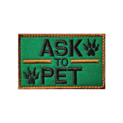 Ask to Pet | Green Velcro Dog Harness Patch