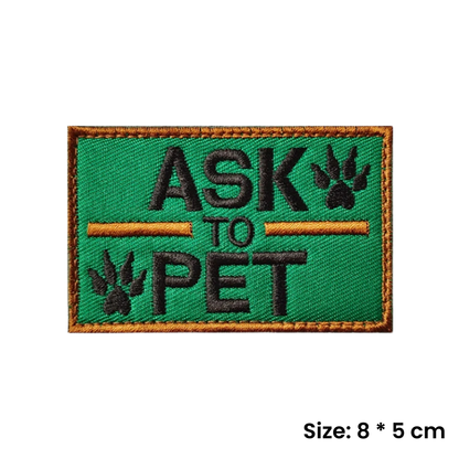 Ask to Pet | Green Velcro Dog Harness Patch